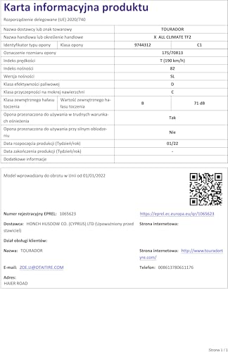 TOURADOR - 175/70 R13 TL 82T X ALL CLIMATE TF2 BSW M+S 3PMSF - Ganzjahresreifen
