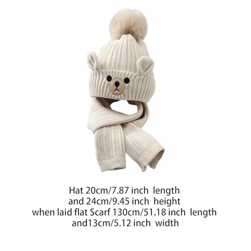 Kids Winter Hat Scarf Set Knitted Beanie Cap Children Warm for Sledding3