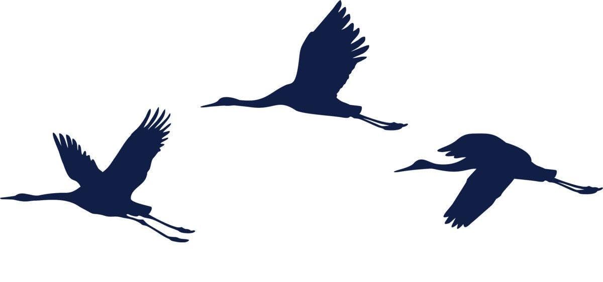 Aufkleber » Kraniche, 260x104,8cm, Metallic Tiefblau • Dekoaufkleber / Autoaufkleber / Sticker / Decal / Vinyl