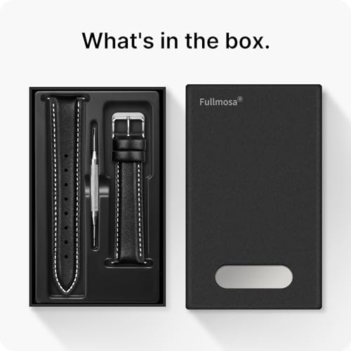 Fullmosa Watch Band, Quick Release Leather Watch Strap for Men Women, Replacement Bands Width 14mm 16mm 18mm 19mm 20mm 21mm 22mm 24mm