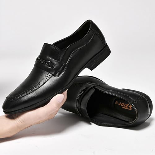 MWX Men's Dress Shoes Formal Business Oxford Classic Pull on Wingtip Casual Shoes for Men Black4