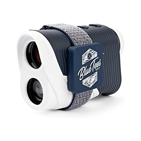 Blue Tees Golf Series 2 Pro Laser Rangefinder with Magnetic Rangefinder Strap for Easy Access- Slope Measurement, Flag Lock with Pulse Vibration. Attaches to Push Cart, Golf Cart Rails. Cover