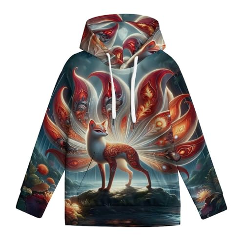 Cute Foxes Hoodie Teenager Sweatshirts Pullover Hoody Casual Loose Children Hooded Athletic Shirt Tops 7-18 Years