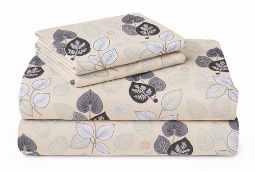 Image of VAS COLLECTIONS 300 TC Cloud Cotton Bedsheet Set Super King Size 108x108 Inch (275x275 cm) | Soft Breathable Double Bed Sheet with 2 Pillow Covers | Luxury Hotel Quality Bed Linen (Botanical Charcoal)