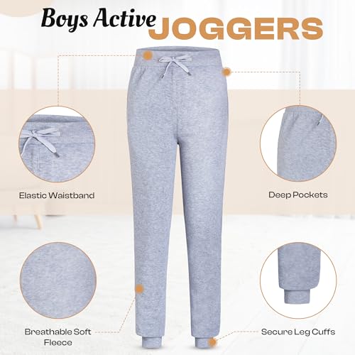Victory League Boy’s 4-Pack Active Fleece Joggers Kids Pants Boys, Boys Sweatpants, Youth Sizes, Boys Pants, Athletic, 5-162