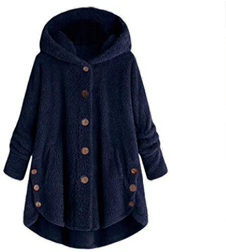 Preisvergleich Produktbild QIBIN Damen-Kapuzen-Sweatshirt, flauschiger Lammfellmantel, Taschenmantel, Outwear, Jacke, Wechselstaubsauger (Farbe: Blau, Größe: M)
