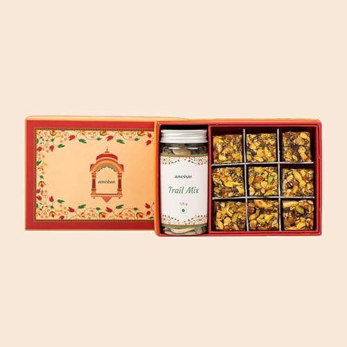 Image of Anveshan Sweets Mithai Gift Box Pack of 2 - Dry Fruit Paak Mithai Sweets with Trail Mix | Healthy Sweets and Snacks