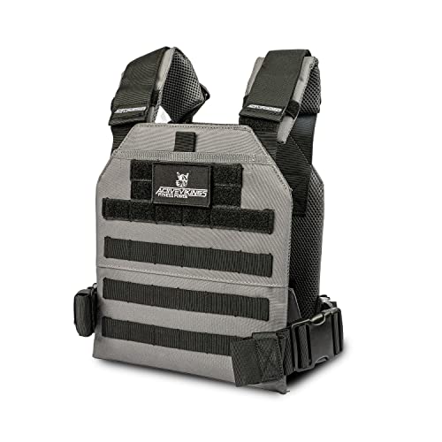 ActiveVikings Gewichtsweste - Perfekte Trainingsweste für den professionellen Muskelaufbau - Fitness Crossfit Freeletics und Cardio Training - Verschiedene Gewichte und leicht Verstellbar - Grau Cover
