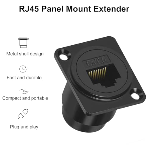 Conector Poyiccot RJ45 Panel Mount Coupler CAT6 miniatura 5