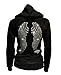 Fashion2ne1 Lady Plus Size Angel Wings Zip up Hoodie Sweater with Rhinestones Front & Back (2X-Large) Black