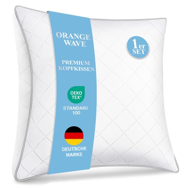 Orange Wave Kopfkissen 80x80 Kissen - Kissen 80x80cm Hochwertig Mikrofaser Schlafkissen Weiches Atmungsaktiv Pillow Hotelqualität Bettkissen für Rücken- Seiten- Bauchschläfer Oeko-Tex Zertifiziert