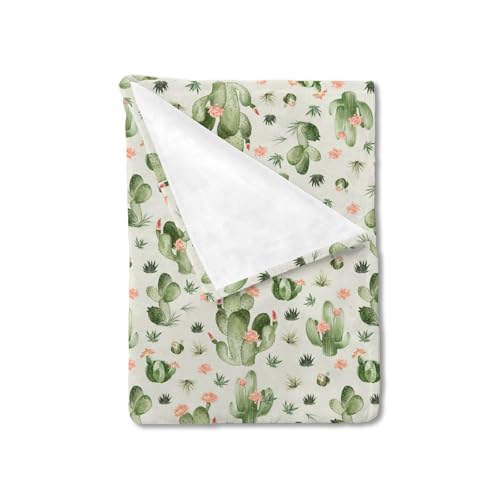 Image of Desert Cactus Floral Baby Blanket Boy Girl Watercolor Cactus Southwest Plants Swaddle Blanket Vintage Cactus Flowers Receiving Blanket Soft Flannel Newborn Toddler Nursery Crib Bed Blanket 30x40