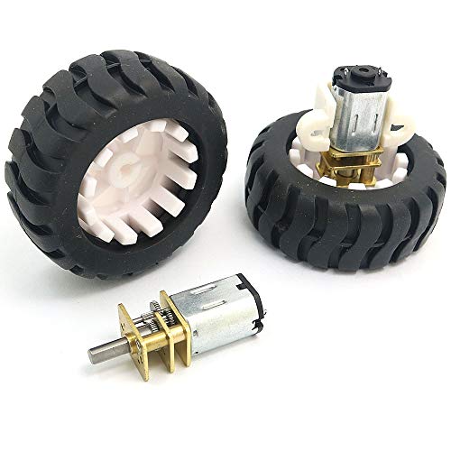 DollaTek 2Pcs 6V N20 Micro Engrenage Moteur avec Roue en Caoutchouc pour Robot Smart Car