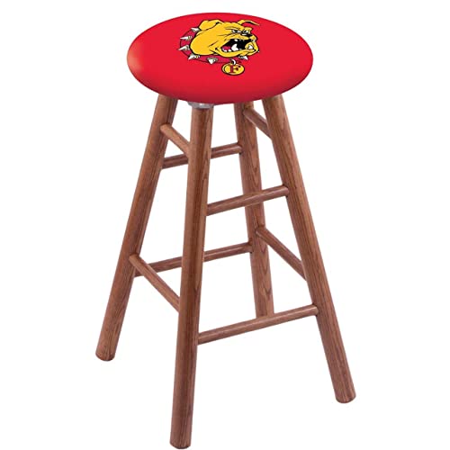 Holland Bar Stool Co. Oak Bar Stool in Medium Finish with Ferris State Seat by The
