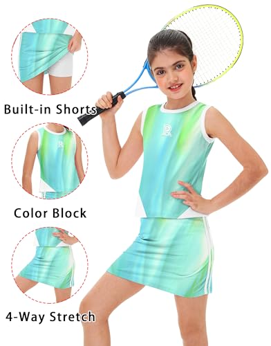 Remimi Girls Tennis Outfits Golf Tank Top and Skirt with Shorts 4-12 Years3