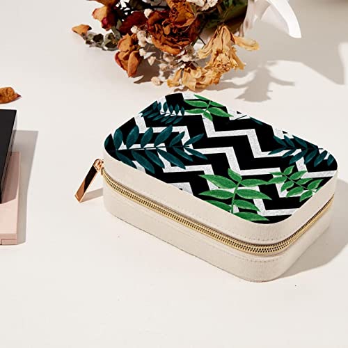 Écrin à bijoux portable zigzag et feuilles sombres haut de gamme - 8