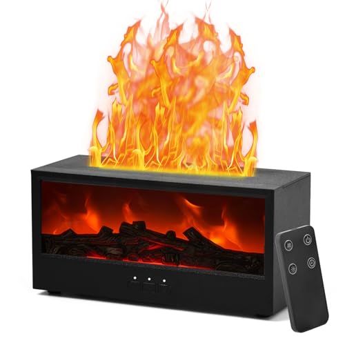 HomdMarket Difusor de aroma de llama, 7 colores de luz difusor de aceites esenciales con mando a distancia, 150 ml, difusor de aceites aromáticos con temporizador, apagado automático sin agua, para