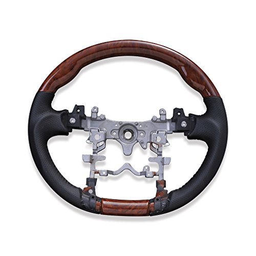 RAMBO ステアリング プリウス30 ZVW30 ガングリップ アクア NHP10 ハンドル プリウスα ZVW40 ブラック パンチングレザー 純正交換 (茶木目)