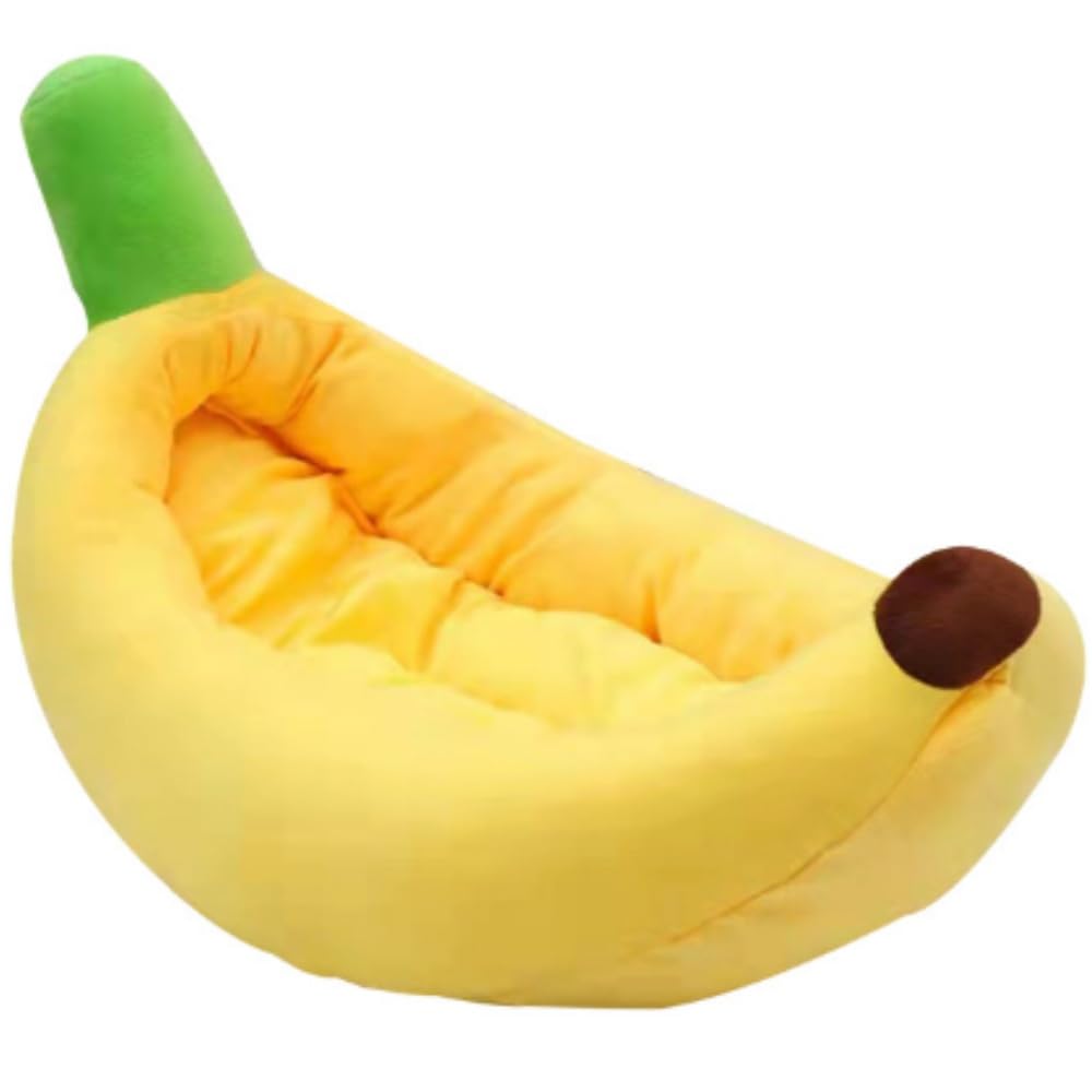 Tikwisdom 19.6 inche/50cm Length Banana Shape Pet Dog Cat Bed, Cute Banana Bed for Dog Cat Self-Warming Winter Bed Mat Pet Supplies for Puppy Kitten