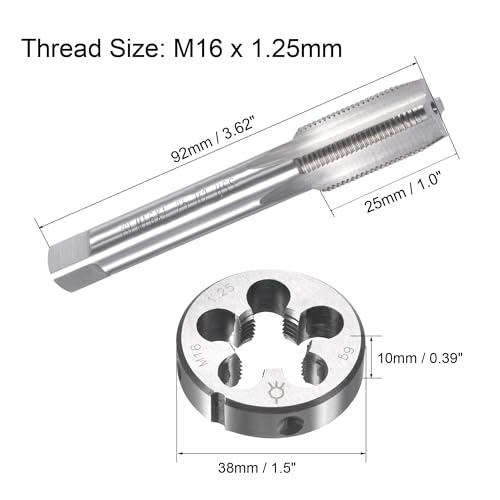 TOP-VIGOR M16 x 1.25mm Metric Tap and Die Set, Machine Thread Screw Tap with Round Threading Die - Image 2
