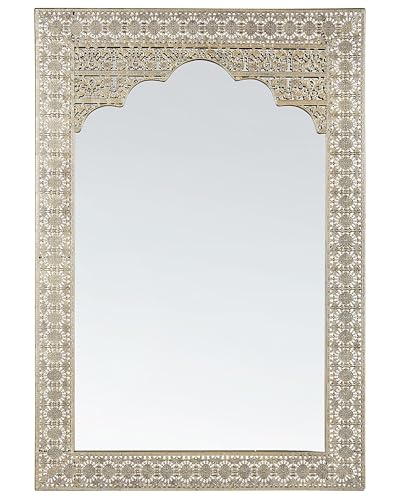 Beliani Miroir Mural de Style Oriental avec Cadre Retangulaire en Métal Doré Ajouré pour Salon, Entré ou Salle à Manger
