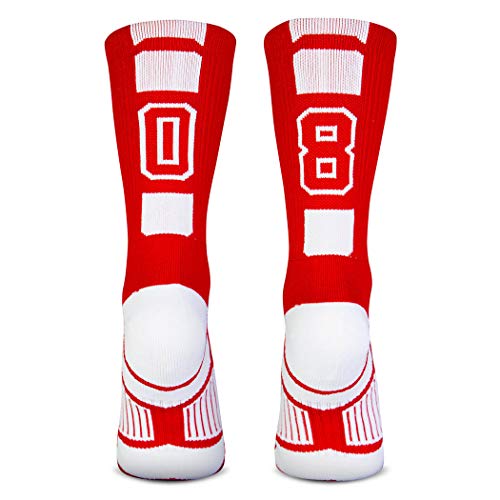 Custom Team Number Crew Socks | Athletic Socks by ChalkTalkSPORTS | Red |