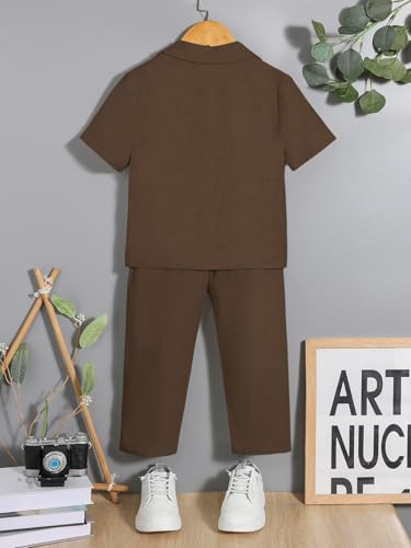 Image of Verdusa Boy's 2 Piece Sets Linen Set Going Out Summer Outfits Button Up Shirt and Pants Set Matching Sets