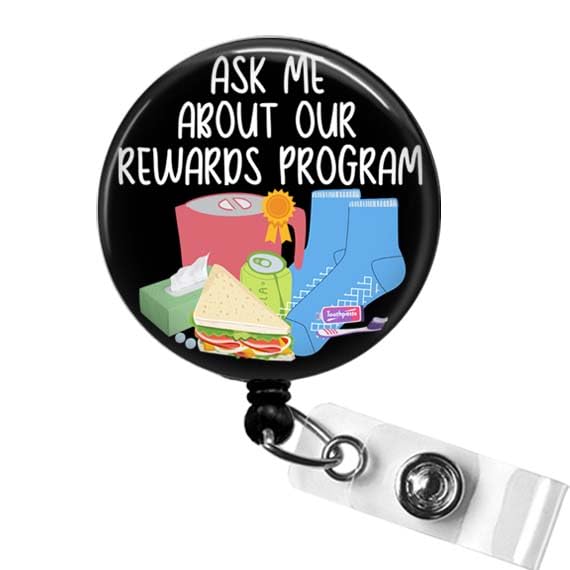 Ask Me About Our Rewards Program Badge Reel, Funny Nurse Badge Holder, Hospital Grippy Socks Turkey Sandwich Badge ID Holder, ICU Nurse Badge Funny,