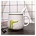 Filiżanka kawy Cute panie dinozaur kreskówka ceramiczny kubek kubek z łyżką i pokrywką sok porcelanowy pić filiżankę kawy mleczna herbata filiżanka (Color : C)