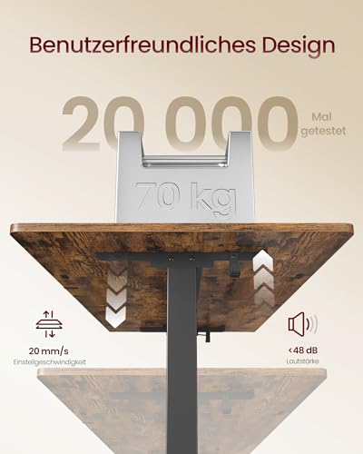 VASAGLE Höhenverstellbarer Schreibtisch, mit Monitorständer, 160 x 80 cm – Ansicht 6