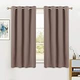 pony dance home decor curtains solid thermal insulated blackout curtain panels light blocking short draperies window treatments for bedroom kitchen 52 wide by 63 in long mocha 2 pieces