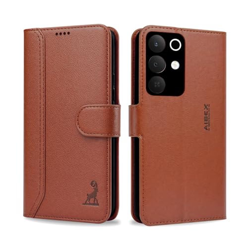 Image of AIBEX Compatible for Realme Narzo 90X 5G / Realme C85 5G / Realme 15X 5G | Premium PU Leather Wallet Case with Stand & Card Slots Brown