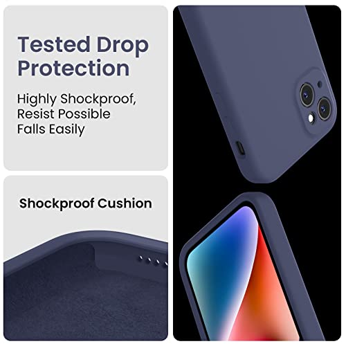 Image of FireNova Designed for iPhone 13 Case, Silicone Upgraded [Camera Protection] Phone Case, Soft Anti-Scratch Microfiber Lining Inside, 6.1 inch, Navy Blue