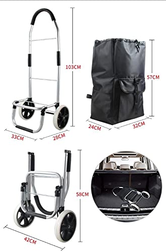 Tragbarer Trolley / Faltbarer Einkaufstrolley / 2 Schuss Marktwagen - 50 kg / A für Ladekapazität pro 2 Runden – Bild 8
