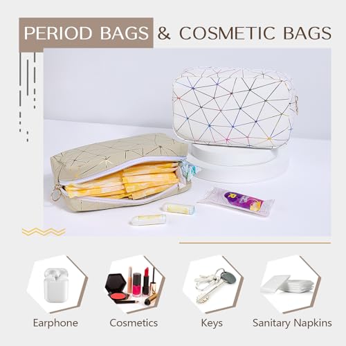 Image of Likesing Period Bag Pouch, Leather Tampon Holder for Purse-Pink Gold | PU Period Pouches for Teen Girls, Women Portable Sanitary Napkin Storage Bag, Feminine Sanitary Bags Emergency Pad Pouch