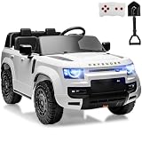 24V Licensed Land Rover Ride on Toys for Kids 1-8, 2-Seater, Remote, White
