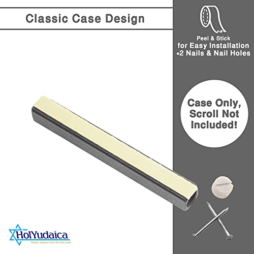 HolYudaica 3-Pack - Classic Aluminum Mezuzah Case for Mezuzah Scroll (with Nail), Easy Peel and Stick, (Scroll Not Included) - Weather Proof - Door Mezuzah Made in Israel (Black Grey, 4.7inch) by HolYudaica - Used condition - Image 5