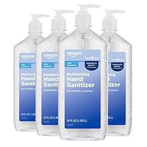 Amazon Basic Care – Original Hand Sanitizer 62%, 34 fl oz (Pack of 4)