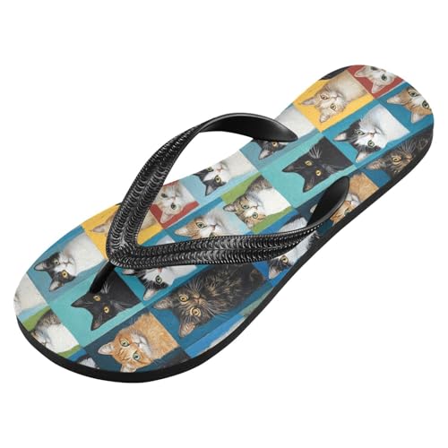 Cute Cats Flip Flop Sandal for Women Men, Casual Beach Slippers Indoor Outdoor XS2