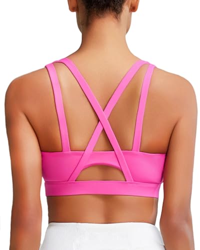 RUNNING GIRL 女性用スポーツブラ ハイサポート、成形カップストラップ ハイインパクトスポーツブラ 女性用 パッド縫い付き, ホットピンク, XX-Largeの商品画像（Amazon）