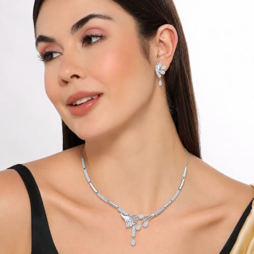 Image of Nilu's Collection Floral Necklace With Earrings For Women | Anti-Tarnish | Anti-Allergy