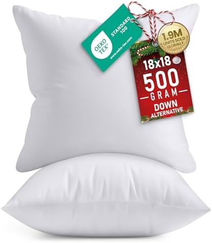 Utopia Bedding 18x18 Pillow Inserts, Set of 2, White – Indoor Dec...