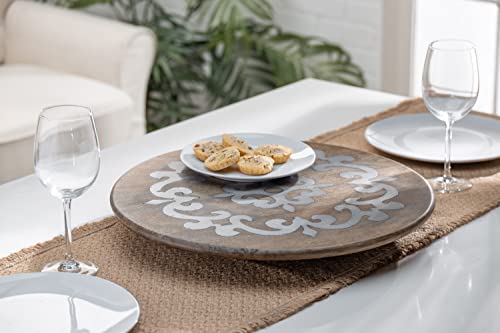 18-Inch Diameter Metal-Inlaid Wood Heritage Lazy Susan #TOP4
