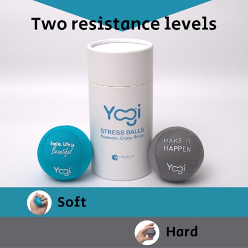 Image of Yogi Stress Ball, Finger Strap, Stress Relief, Squeeze Ball for Anxiety | Hand therapy, grip strength, sensory fidget toy, stress ball for adults and kids, school work travel, ADHD, anxiety
