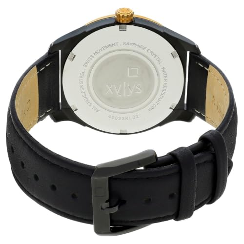 Image of Xylys Quartz Black Round Dial Men Analog with Day and Date Watch | Leather Material | Water Resistant Watch | Watches for Man - NT40023KL02E