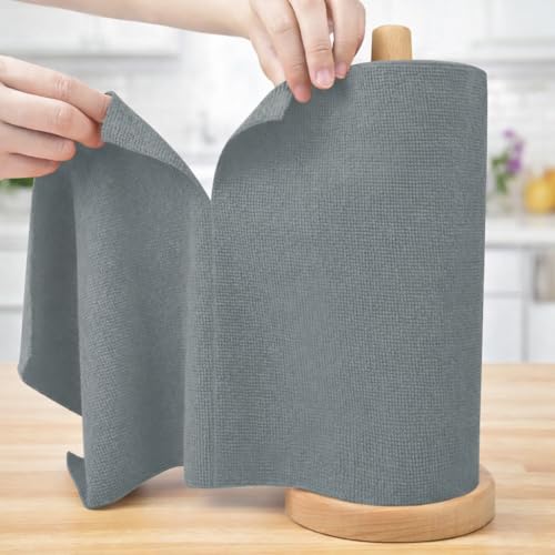 Image of Microfiber Cleaning Cloth Roll, 20Pcs, 4000 Times Washable, Ultra Absorbent, Lint Free, Tearable, Reusable, 25x25cm, 200 GSM - 10X Cheaper Than Paper Kitchen Towel for Kitchen (D)