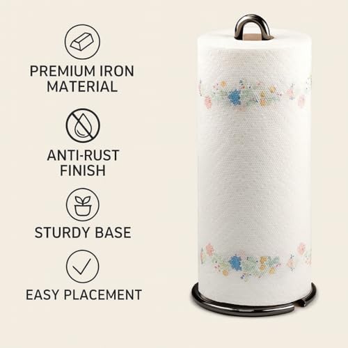 Image of Craft Expertise Tissue Paper Holder - Black Iron Toilet Paper Holder for Bathroom -Toilet Roll Holder & Organizer - Durable Toilet Tissue Rack (Length 4.5 x Width 4.5 x Height 9 Inches) (Napkin-Cut)
