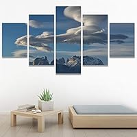 SIGNWIN 5 Panel Canvas Wall Art Mountainscape for Home Decorations Ready to Hang - 60