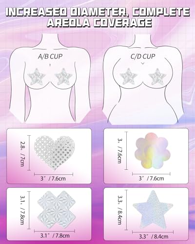 Image of CICKEE Pasties Rave Pack - 15 Pairs Nipple Covers Stickers - Disposable Sticky Breast Petals