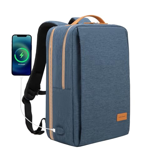 NOBLEMAN Travel Laptop Backpack Women Men, Luxury Durable Water Resistant Anti Theft College Backpack with USB Charging Port, Multi-Compartment Work Backpack for Business Fits 17 Inch Laptop (Blue)